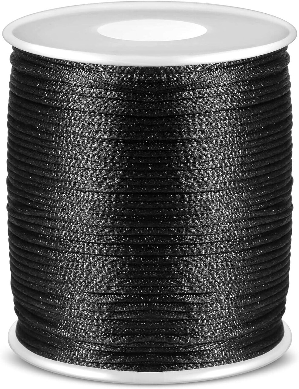 Satin Rattail Cord, Black Nylon Cord Silky Trim Beading String for Braided Bracelets, Pendants Necklace, Macrame Keychains, Lanyards, Drawstring Bags, Jewelry Making Crafts, Sewing Projects
